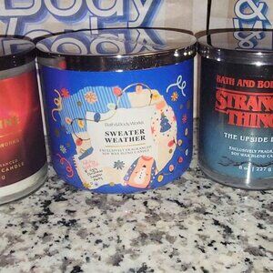 NEW BATH & BODY WORKS STRANGER THINGS ADRENALINE SWEATER WEATHER  CANDLES